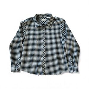 Orvis women’s blue plaid button up blouse size 16